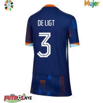 Camiseta Países Bajos Matthijs de Ligt #3 Visitante Equipación para mujer Eurocopa 2024 manga corta